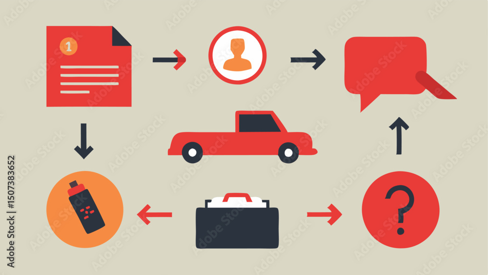 Poster clue icons simple icons representing various clues like a car a weapon or a shoe print with arrows p