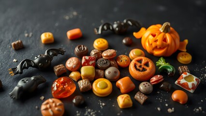 Halloween candy corn and pumpkin
