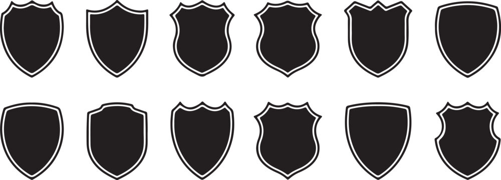 Police Badge & Shield Silhouettes Vector Set: Law, Security, Authority & More