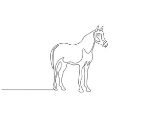 Horse animal continuous line. Continuous one line drawing of horse. Fast animal, horse power concept. Single line drawing