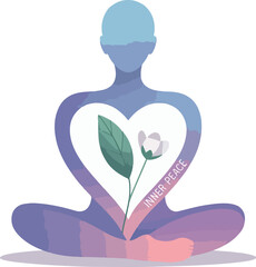 Meditative figure with heart shaped inner peace