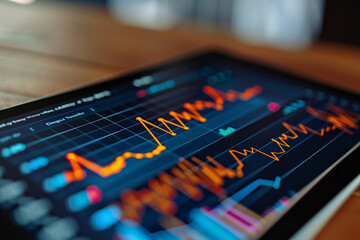 Financial Data and Charts on Tablet