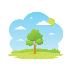 Obraz premium A stylized green tree with a cloud-like canopy and a distinct trunk.