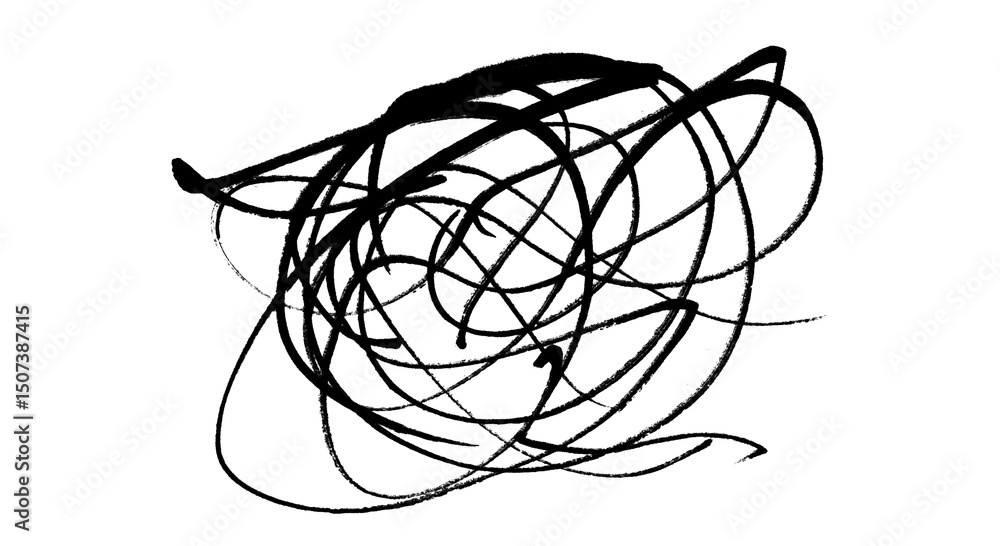 Poster chaotic black scribbles on transparent backdrop a dynamic design element for adding energy and movem
