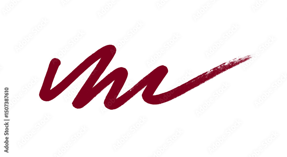 Poster wavy crimson brushstroke accent a dynamic paint mark on transparent canvas ideal for adding a touch 
