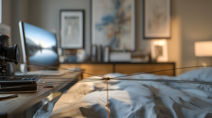 Cozy Bedroom Office A Serene Workspace with Natural Light and Minimalist Decor