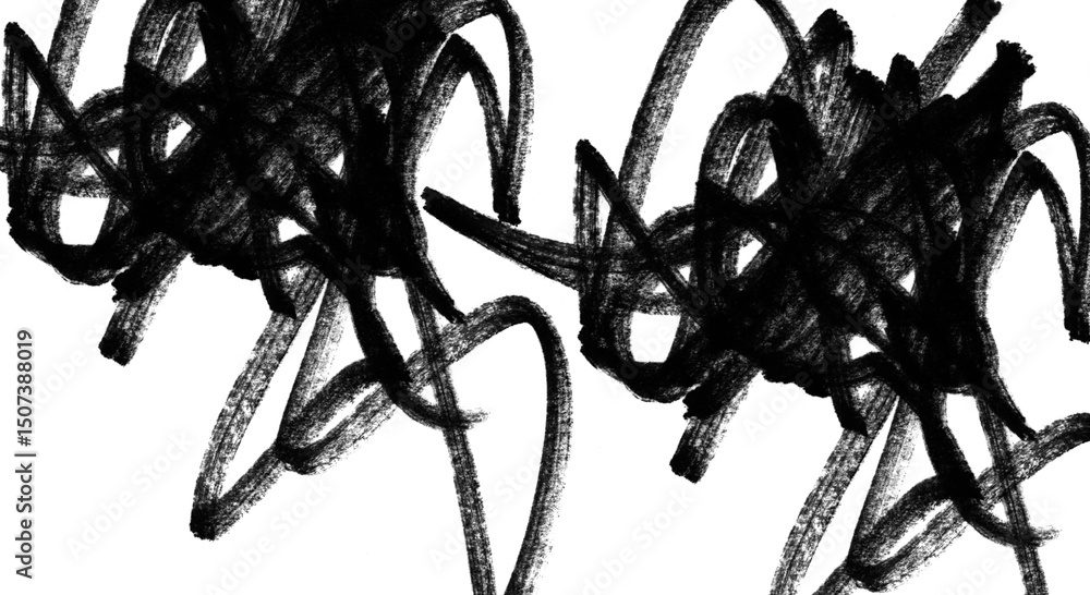 Poster abstract black brush strokes on transparent backdrop a dynamic overlay element for creative designs 