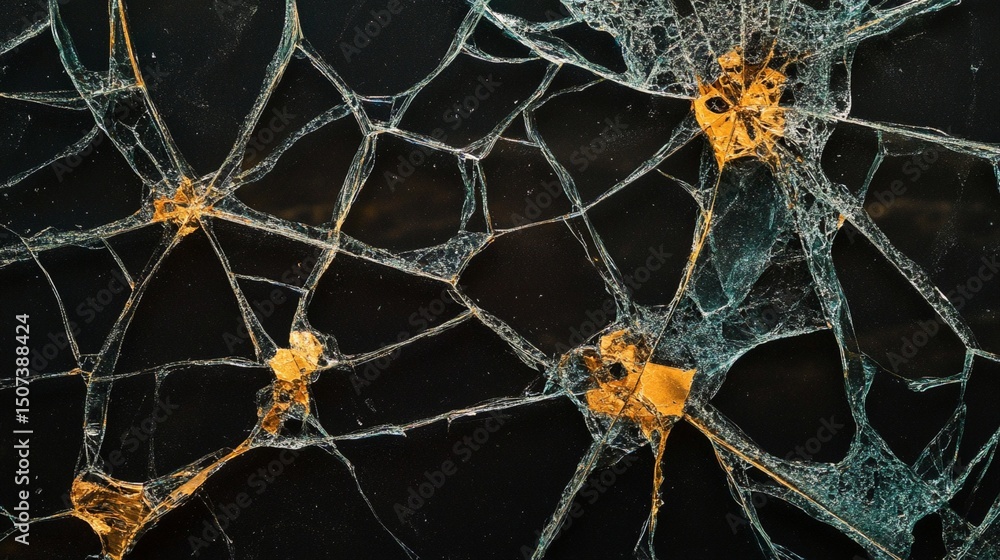 Poster intricate web-like patterns with golden accents create a stunning visual effect, reflecting both bea