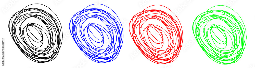Poster colorful scribble circles on transparent background a playful and vibrant design element for creativ
