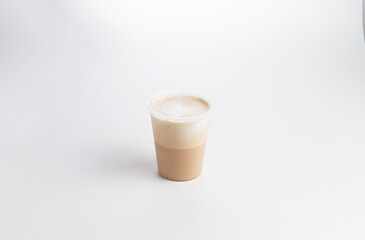 Cappuccino coffee in a cup. on a white background.