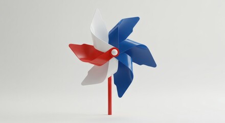 A vibrant pinwheel spins, showcasing the traditional red, white, and blue color scheme.