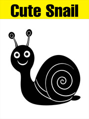 Cute Snail Cartoon Silhouette for Kids' Designs