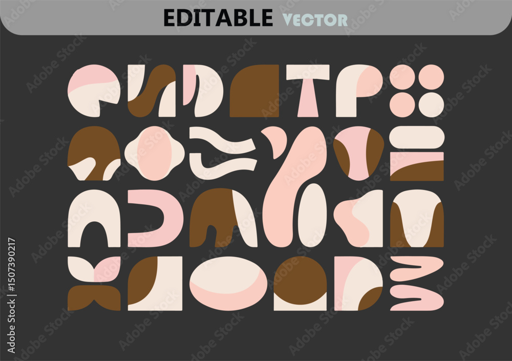 Poster abstract geometric shapes pattern with soft colors featuring a modern design with circles squares an