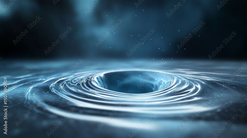 Poster A mesmerizing close-up of a swirling vortex in water, creating a captivating pattern and ethereal atmosphere.