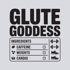Editable Vector T-shirt Design – “Muscle Queen” Funny Gym Parody with Fake Nutrition Label and Fitness Icons