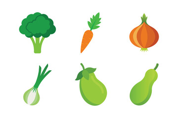 A set of colorful vegetable vector art illustration(G)
