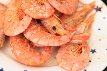 fresh shrimps on a plate