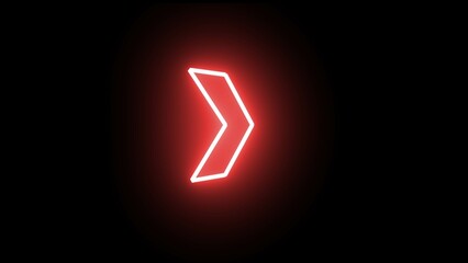 Abstract glowing neon directional arrow loading icon animation. glowing neon arrow concept