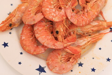 fresh shrimps on a plate
