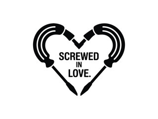 Fototapeta premium Screwed in love two screwdrivers heart shape design