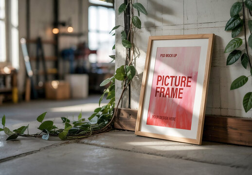 Picture Frame Mockup with Foliage