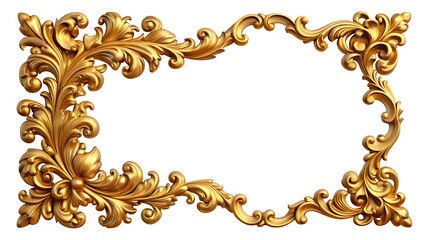 antique gold frame isolated on white