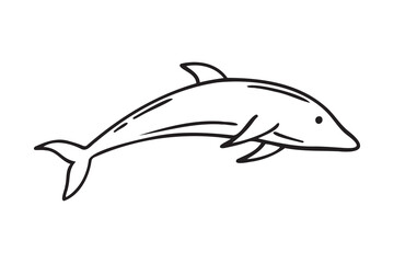 Fototapeta premium dolphin doodle hand drawn icon set. Outline drawing dolphin line clipart symbol collection
