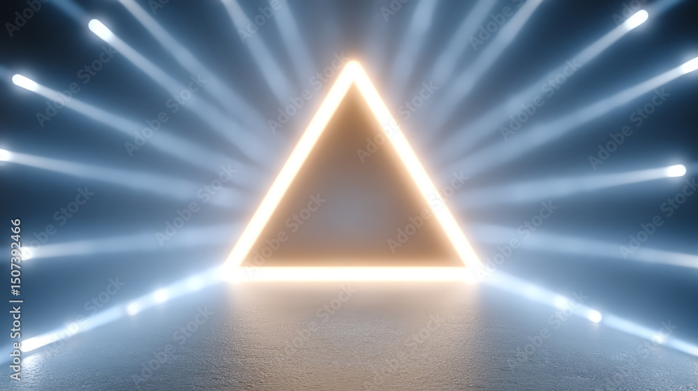 Poster a striking triangular light formation creates a captivating atmosphere, ideal for futuristic and abs