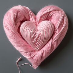 Mindful Craft Revival Soft Pink Yarn Heart Symbolizing Textile Art Therapy, Emotional Wellness 