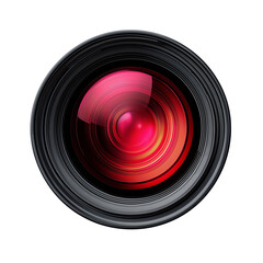 Red Laser Focus Camera Lens isolated on transparent background Remove, Clipping Path