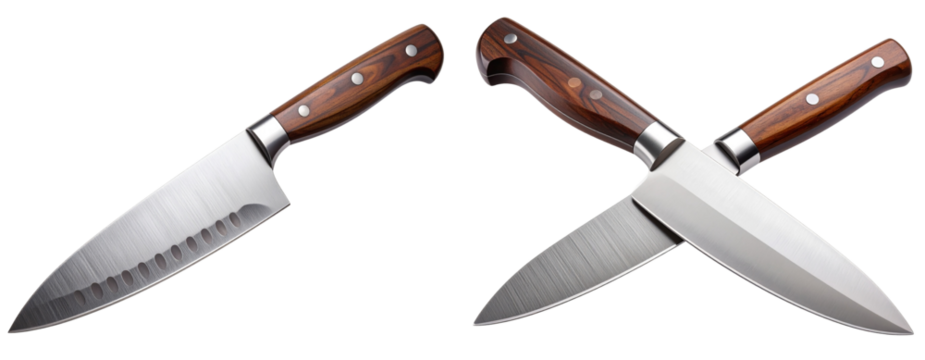 Premium Chef’s Knife with Wooden Handle  Isolated on Transparent Background PNG