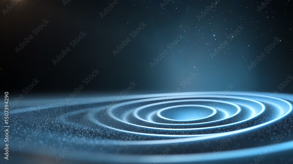 Aufkleber Abstract representation of waves in a dark environment, showcasing a mesmerizing pattern of light and energy.