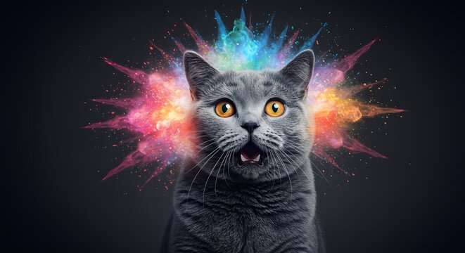exploding mind british short hair cat