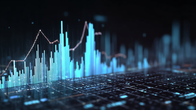 Dynamic digital data visualization representing trends and analytics in modern technology environments for business insights. - Powered by Adobe