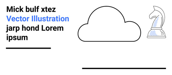 Cloud shape and chess knight with placeholder text combine for strategic thinking, cloud services, decision-making, leadership, planning, innovation, teamwork. Ideal for simple landing page