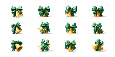Collection of Christmas Elements, Gift Box, Snowman, Bells, Gnome, and Christmas Trees.