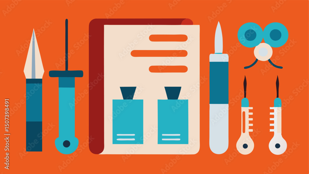 Poster autopsy tools a vector displaying a set of common autopsy tools like scalpels saws and tweezers laid