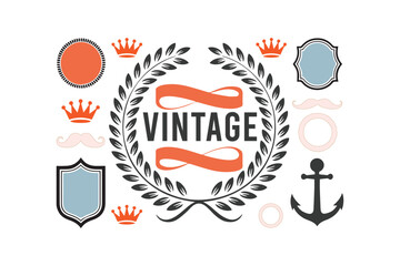 vintage illustration of laural wreath vector elements