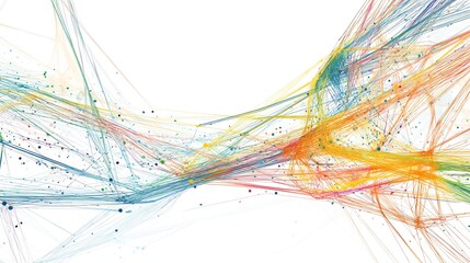 Abstract Colorful Network: Interconnected Lines and Dots, Digital Art