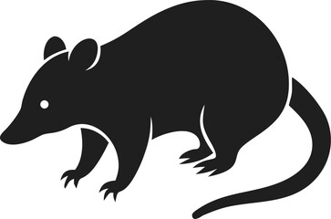 Obraz premium Black opossum silhouette animal wildlife nocturnal marsupial isolated