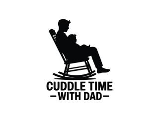 Fototapeta premium Dad and child cuddle time rocking chair silhouette