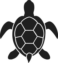 Obraz premium Black sea turtle silhouette marine animal reptile ocean wildlife isolated