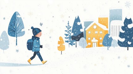 Winter wonderland a childs snowy day adventure in a charming town.