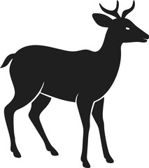 Fototapeta premium Black deer silhouette wild animal antlers mammal forest nature elegant