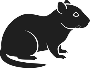 Fototapeta premium Black hamster silhouette small pet rodent cute furry isolated simple