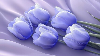 Obraz premium Dreamy Pastel Tulips with Velvety Petals on Soft Background in Seamless Composition