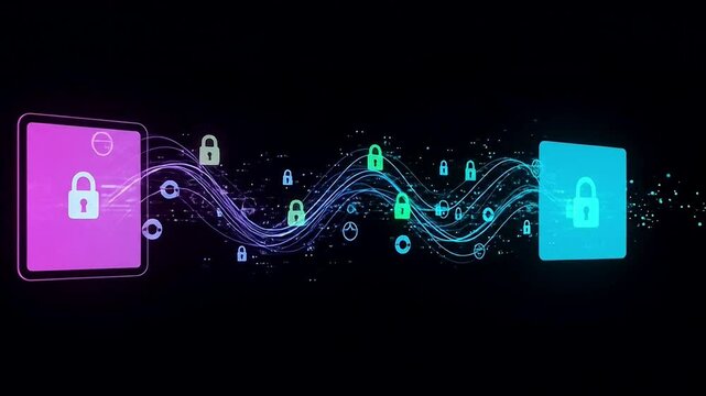 Secure network connection visualization with data encryption and protection protocols - Powered by Adobe