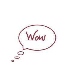 A reddish-brown speech bubble with 