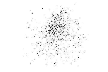  Ink splatter texture with black drops and scattered spots isolated on white background for design