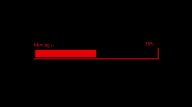 Futuristic progress please wait loading bar 0-100 percent on Black Background.